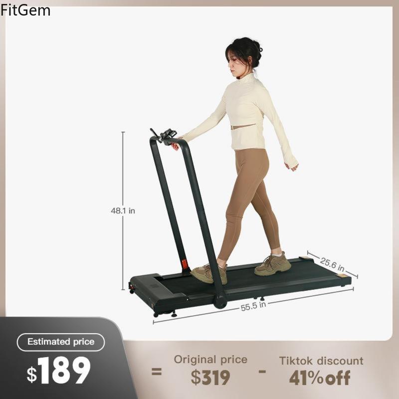 FitGem Under Desk Treadmill 2-in-1 Portable Folding Treadmill with Stand,Remote Control for Remote Adjustment Smart Walking Pad Treadmill, Under Desk Treadmill With Pitpat APP, Portable Treadmills For Home & Office, 2.5HP Walking Pad Under Desk