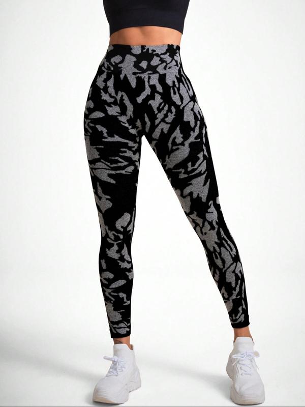 Women's All Over Print High Waist Sports Leggings, Sporty Comfy Breathable Skinny Pants for Yoga Gym Workout Running, Ladies Sportswear for All Seasons