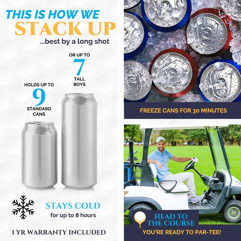 Super Large Golf Beer Sleeve for Golf Bag with Reusable Cold Packs - Golf Cooler Bag for 9 Cans - Great Golf Gift - Golf Bag Beer Cooler Sleeve - Beer Holder Sling Keeps Beverages Cold