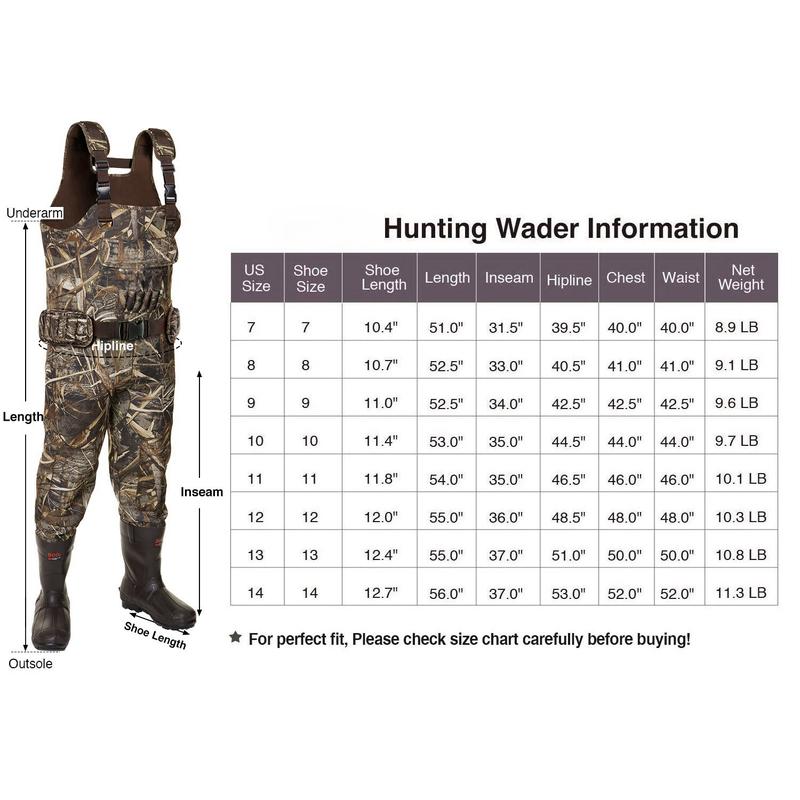 Greenstell Hunting Waders with Boot Hanger & 600G Insulation, Waterproof Cleated Neoprene Bootfoot Fishing Chest Waders