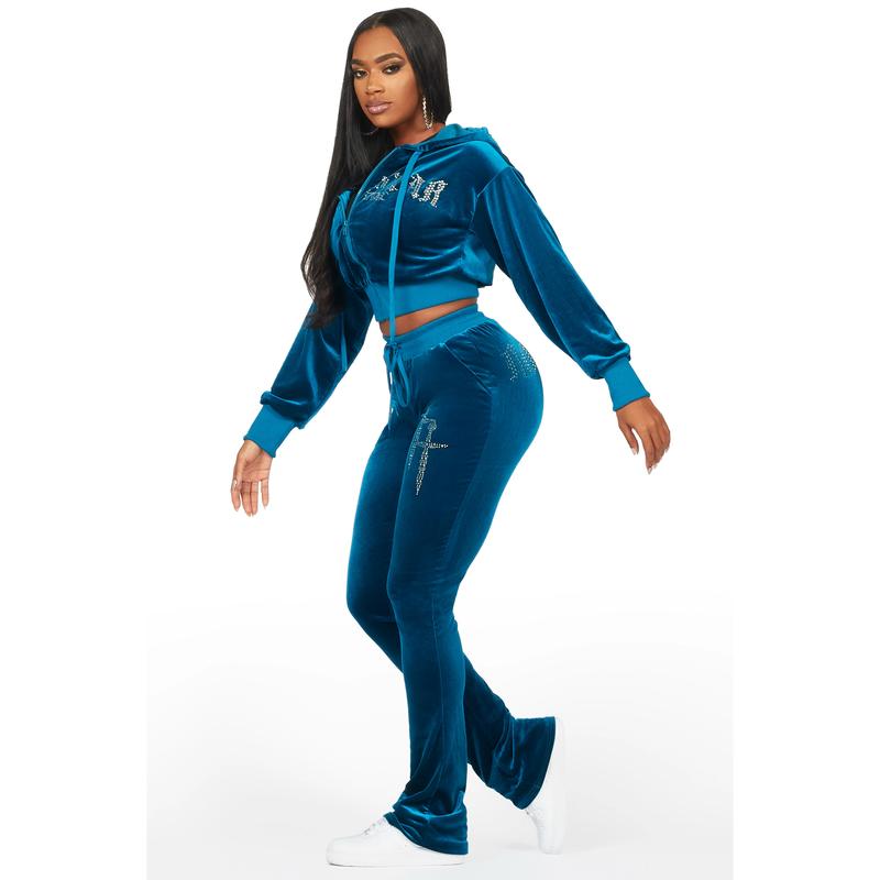 Atalaya Blue Stacked Velour Trackset