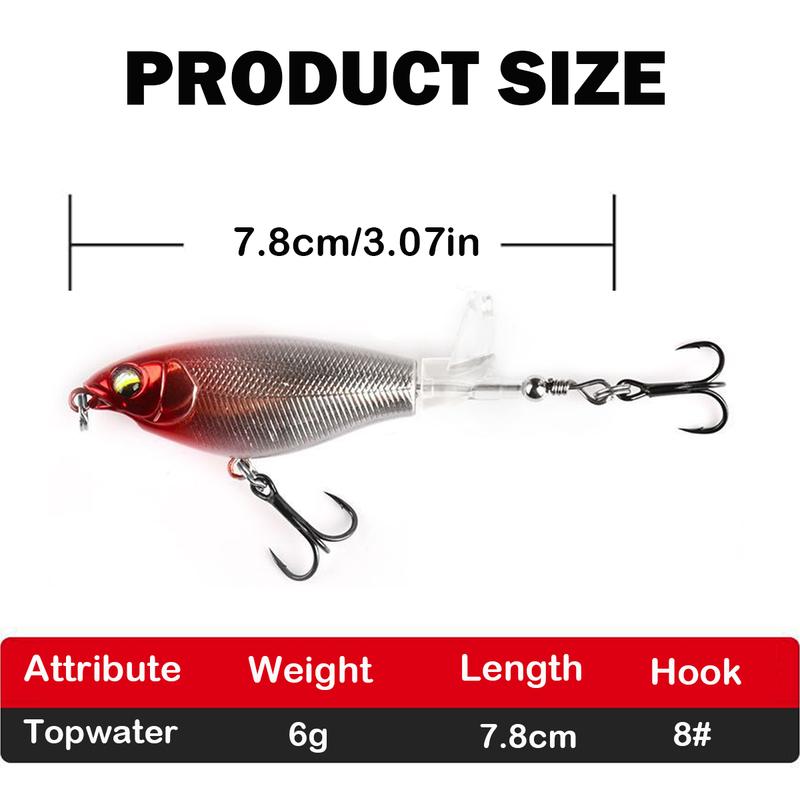 Fishing Lures Box Packed-5PCS Plopping Bass Lure with Floating Rotating Tail for Bass Trout, Bass Topwater Lure for Freshwater or Saltwater