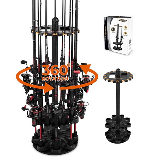 KastKing V16 Fishing Rod Rack With Rotating Base- Fishing Pole Rack Holds Up to 16 Fishing Rods or Combos, Lightweight and Durable ABS Construction, Space-Saving Fishing Rod Holders for Garage