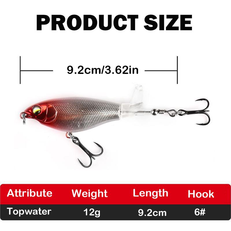 Fishing Lures Box Packed-5PCS Plopping Bass Lure with Floating Rotating Tail for Bass Trout, Bass Topwater Lure for Freshwater or Saltwater