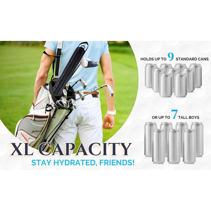 Super Large Golf Beer Sleeve for Golf Bag with Reusable Cold Packs - Golf Cooler Bag for 9 Cans - Great Golf Gift - Golf Bag Beer Cooler Sleeve - Beer Holder Sling Keeps Beverages Cold