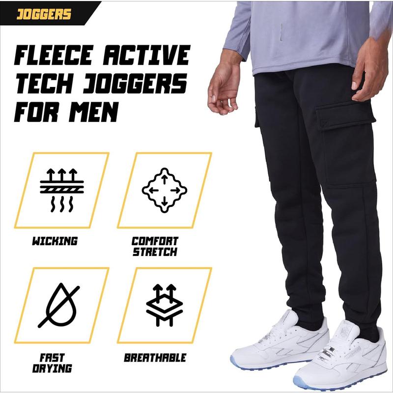 Performance 3 Pack Mens Sweatpants, Fleece Cargo Joggers for Men with Pockets