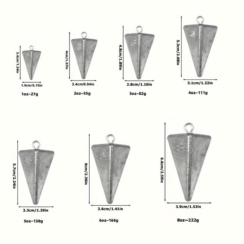 6 10pcs Lead Fishing Weight Sinker Pyramid Sinkers for Ocean Surf Fishing Gear Catfish Tackle 1oz 2oz 3oz 4oz 5oz 6oz 8oz Saltwater Freshwater