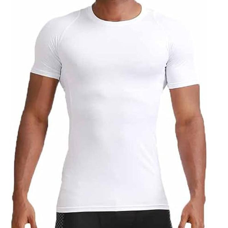 Mens Running Compression T-shirt Quick Dry Short Sleeve Sweatshirt Sports Tops for Gym Jogging