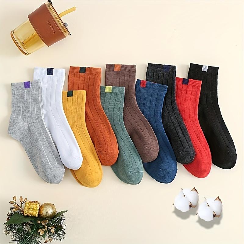 10 Pairs Solid Solid Multi-Color Socks, Comfortable Breathable Sweat Absorbing Athletic Socks, Suitable for Running, Sports, Fitness, Walking