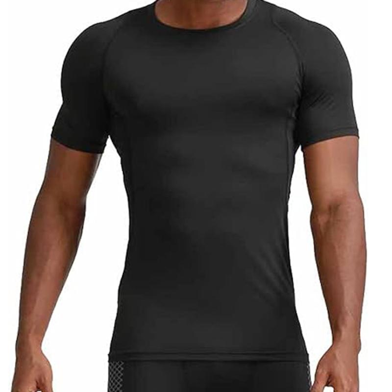 Mens Running Compression T-shirt Quick Dry Short Sleeve Sweatshirt Sports Tops for Gym Jogging