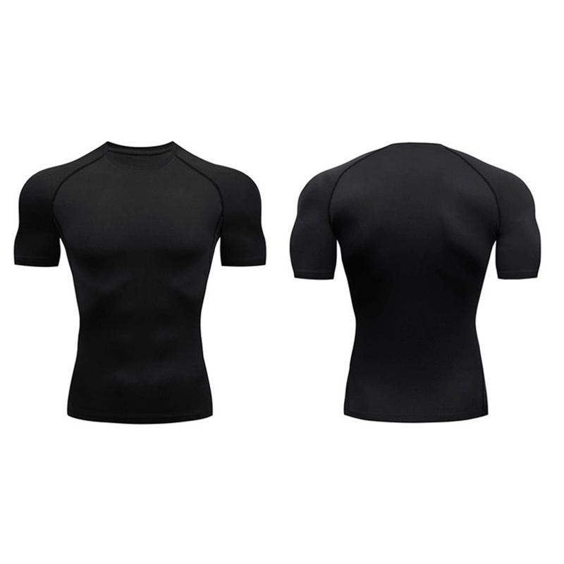 Mens Running Compression T-shirt Quick Dry Short Sleeve Sweatshirt Sports Tops for Gym Jogging