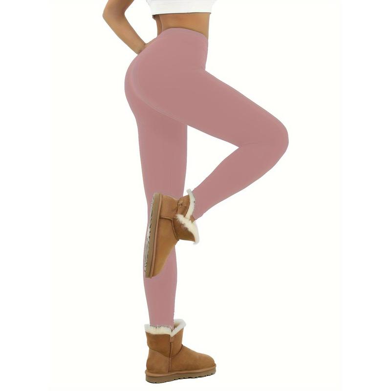 Women's Super Soft Plush Lined Solid Color Leggings, Autumn and Winter Sports Yoga Running Warm-Keeping Pants