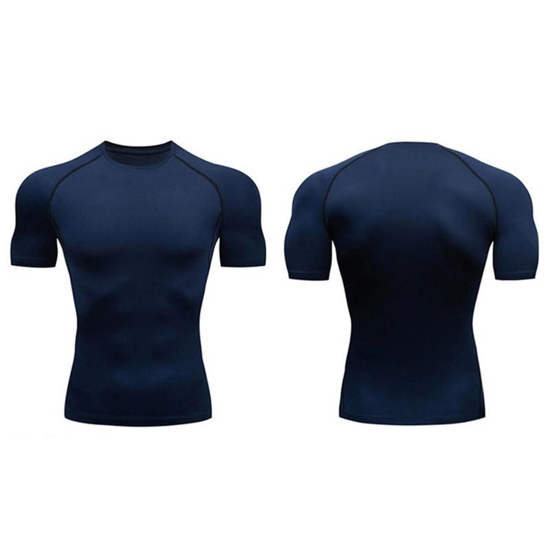 Mens Running Compression T-shirt Quick Dry Short Sleeve Sweatshirt Sports Tops for Gym Jogging