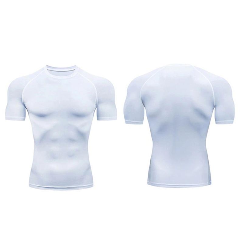 Mens Running Compression T-shirt Quick Dry Short Sleeve Sweatshirt Sports Tops for Gym Jogging