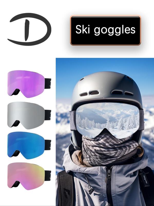 OTG Ski Goggles, Anti Fog Snow Goggles, UV Protection, Magnetic Lens Attachment, Sports Eyewear for Men Women & Youth