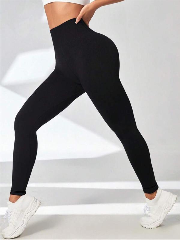 Women's Solid High Waist Thermal Lined Sports Leggings, Casual Comfy Warm Skinny Pants for Yoga Gym Workout Running, Ladies Sportswear for Fall & Winter