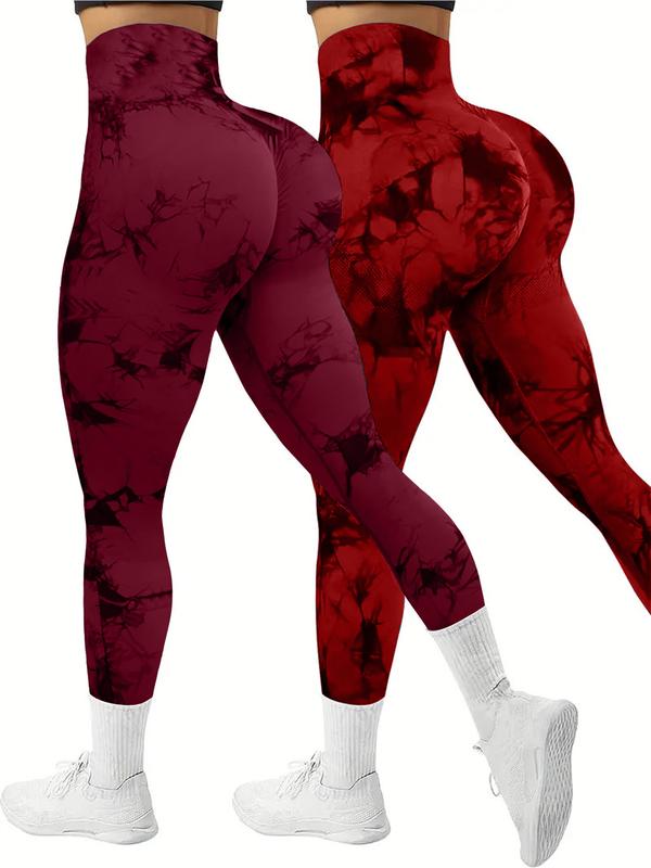 2 Pack Tie Dye High Waisted Workout Leggings for Women, Rear Lifting Tummy Control Yoga Gym Athletic Pants high waist squat proof compression tights