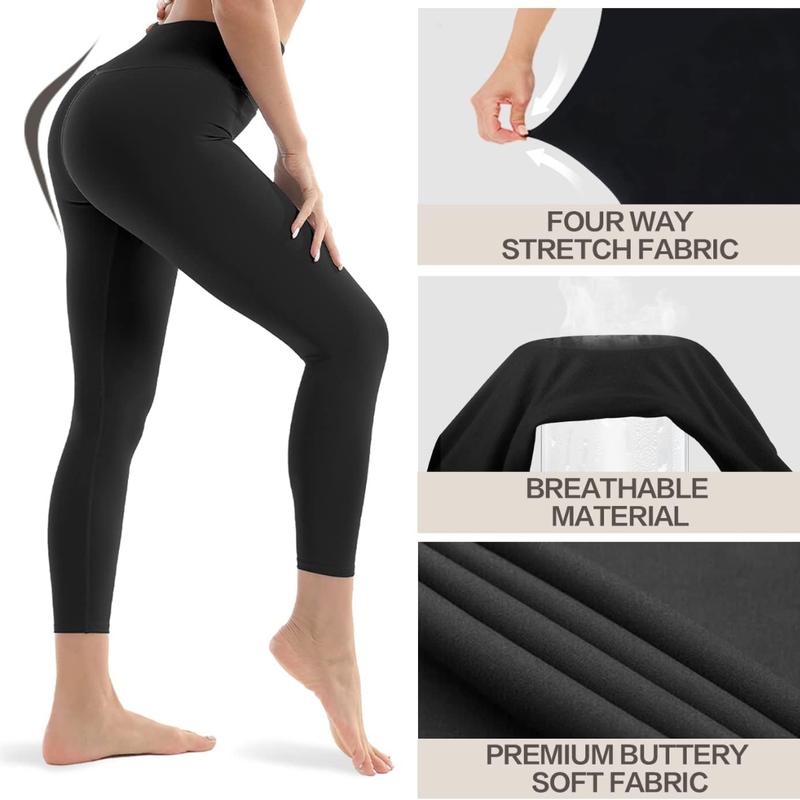 ZMIKS 3 Pack Leggings for Women - No See-Through High Waisted Tummy Control Yoga Pants