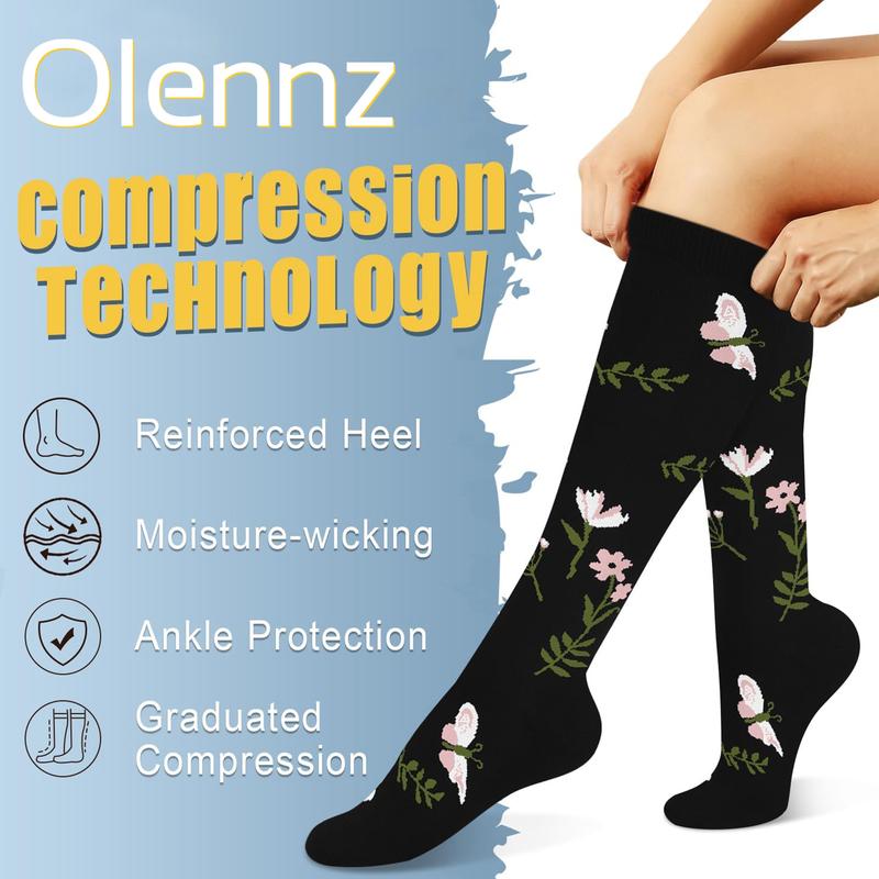 OLENNZ 6 Pairs Sports Socks for Women and Men - Knee High Stockings for Running, Athletic, Flying