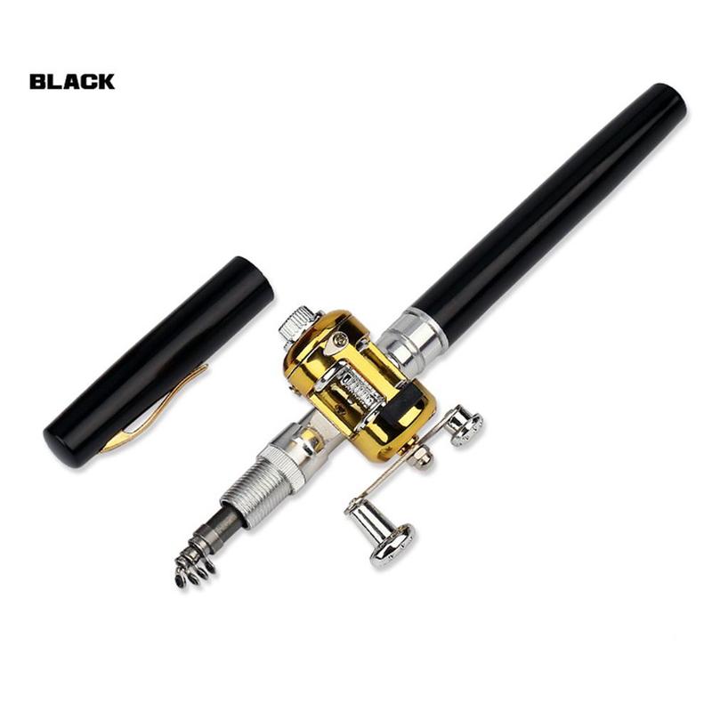 Portable Mini Fishing Rod & Reel Combo, Compact 38 Inch Pocket Pen Fishing Rod, Retractable Fishing Rod for River, Lake, Ice Fishing