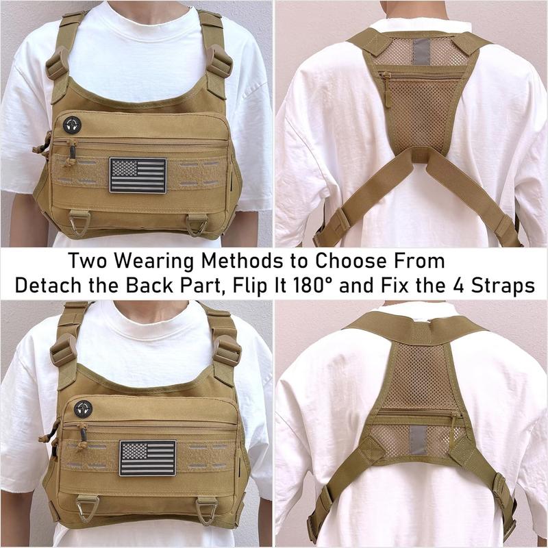 Chest Pack for Men Front Chest Bag Fits   Chest Pouch Harness for Running, Hiking, Workouts