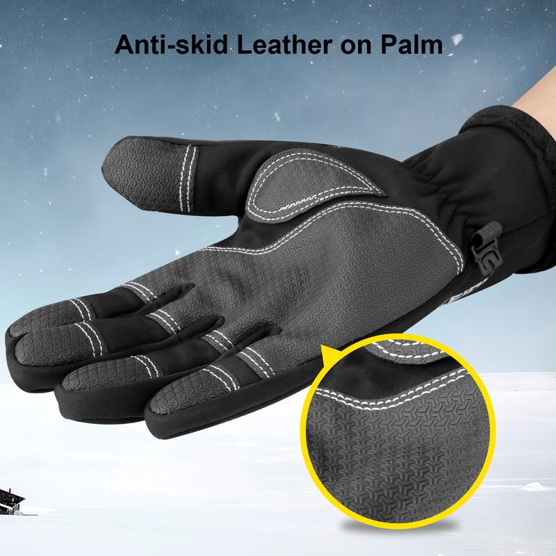 1 Pair of Warm Waterproof Windproof Gloves with Touch Screen Fingers and Fleece Zipper Cover for Motorcycle and Skiing