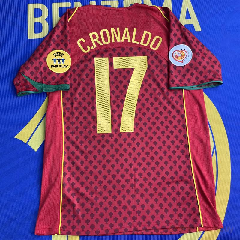 Euro 2004 Portugal Home Retro Short Sleeve Jersey 17# Cristiano Ronaldo Soccer Jersey