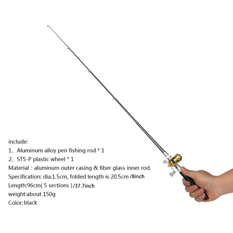 Portable Mini Fishing Rod & Reel Combo, Compact 38 Inch Pocket Pen Fishing Rod, Retractable Fishing Rod for River, Lake, Ice Fishing