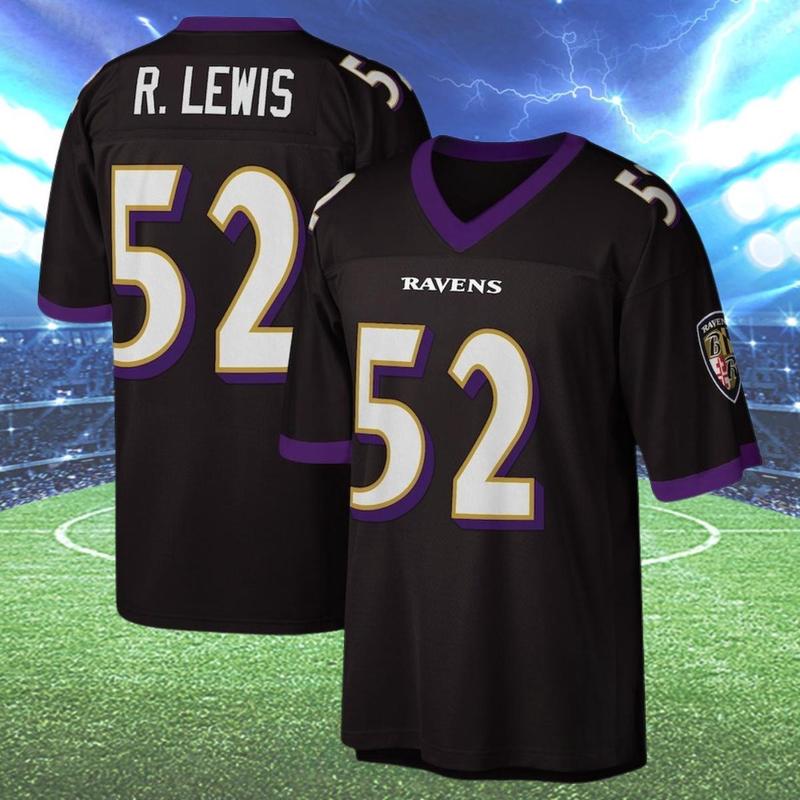 2024 Hot Trend Ravens R.Lewis #52 Black Legacy Replica Jersey, American Football Game Day Outfit, Sports Lovers, 3D Sports Jersey For Men, Streetwear, Birthday Gifts, Jersey For Football Fan, Gift For Him, Gift For boyfriend