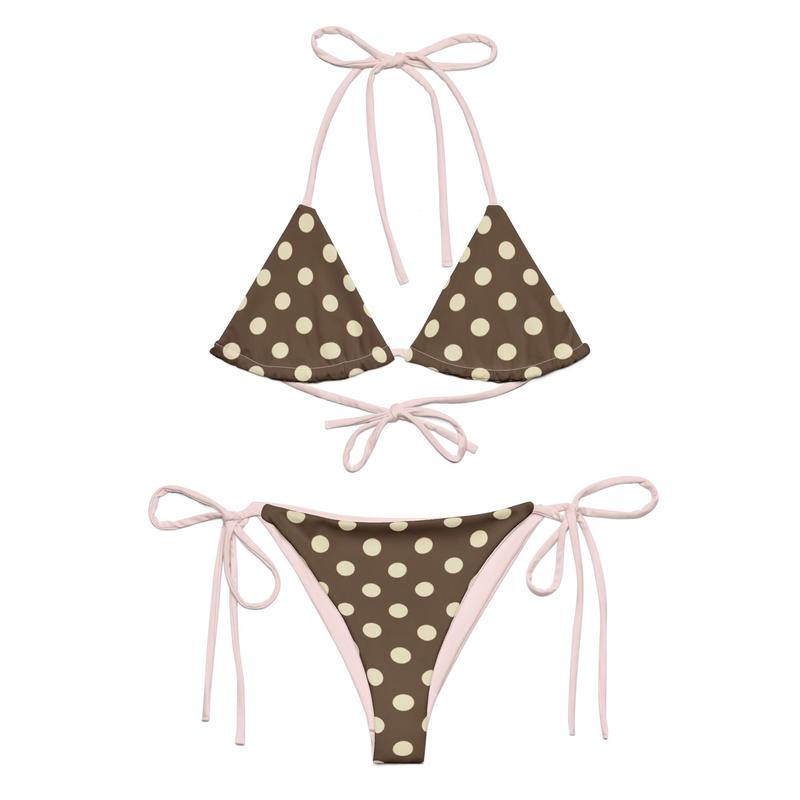 Strawberry Cacao Brown Polka Dot Triangle Bikini