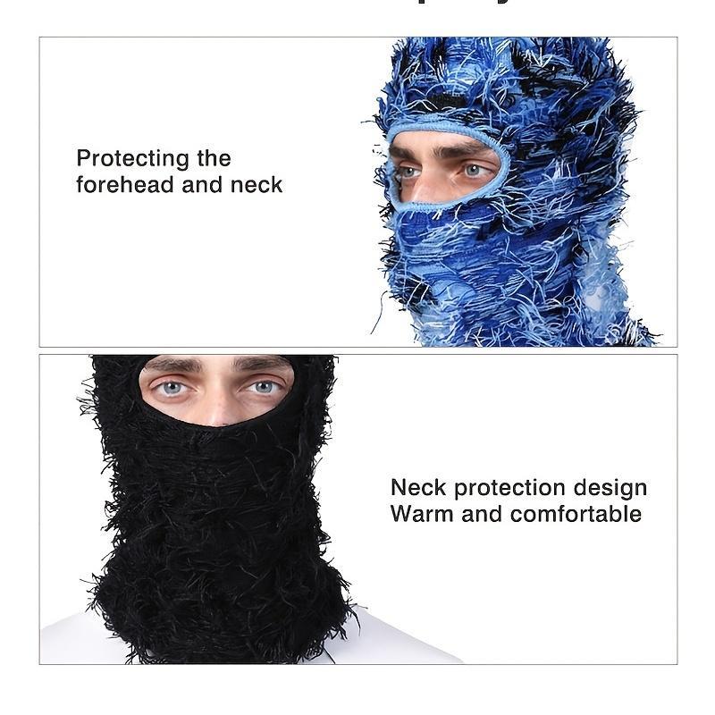 Distressed Cycling Face Mask, Full Face Windproof & Warm Mask, Outdoor Headwear for Sports & Cycling