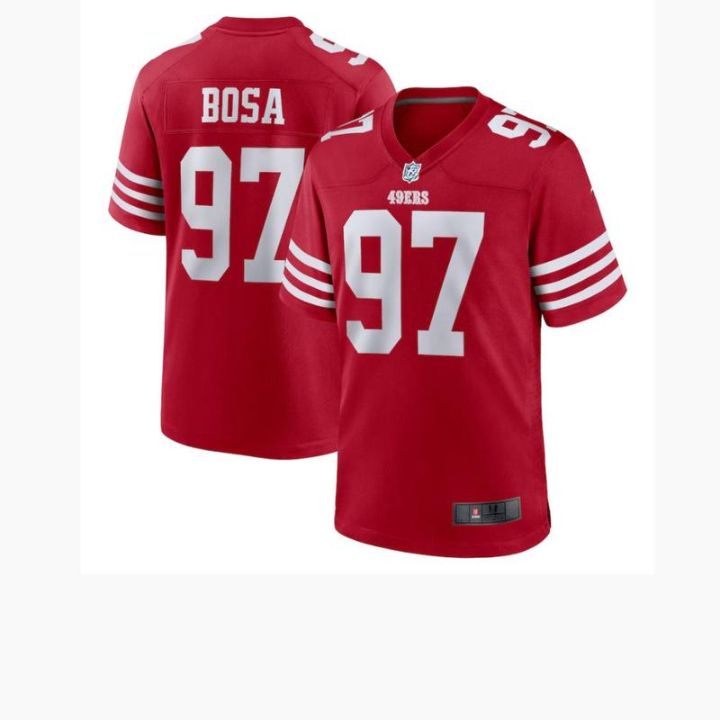 #97 Nick Bosa Sann Franciscoo 49ers Scarlet Player Game Jersey, NFLL merchandise, Football apparel, Fan gear, gift for him