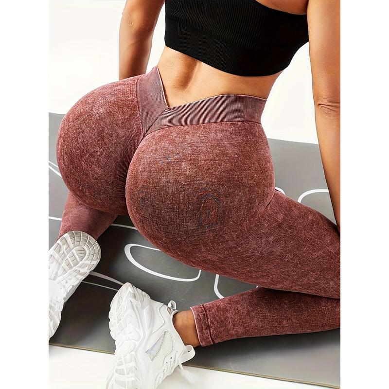 Seamless V-Waist Sports Leggings, Yoga Basic Seamless Back V- Waist Pleated Sports Pants, Scrunch Workout Leggings for Women, V Back Waist Seamless Gym Yoga Leggings