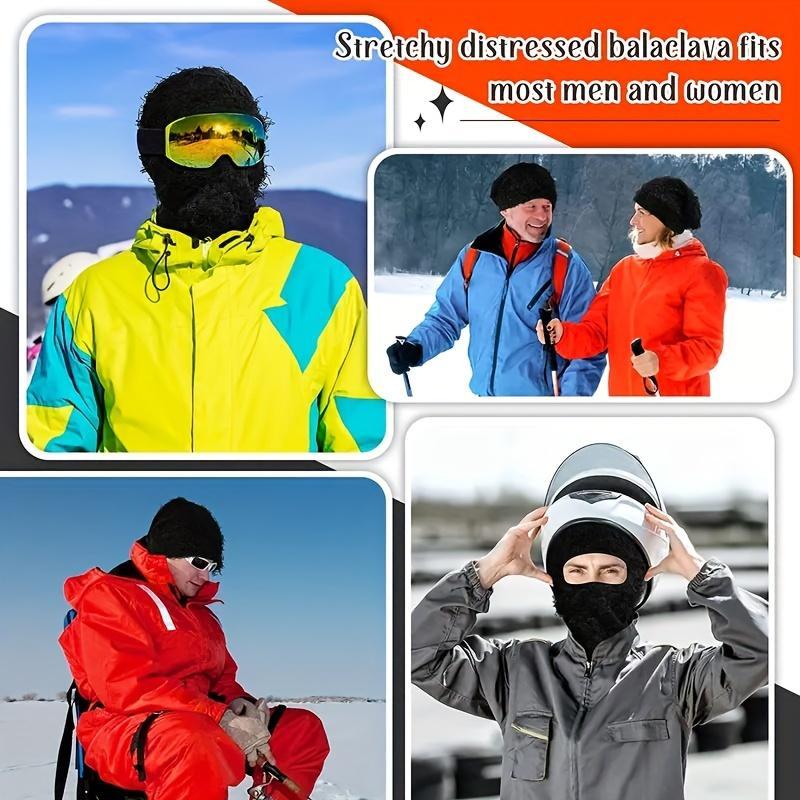 Distressed Cycling Face Mask, Full Face Windproof & Warm Mask, Outdoor Headwear for Sports & Cycling