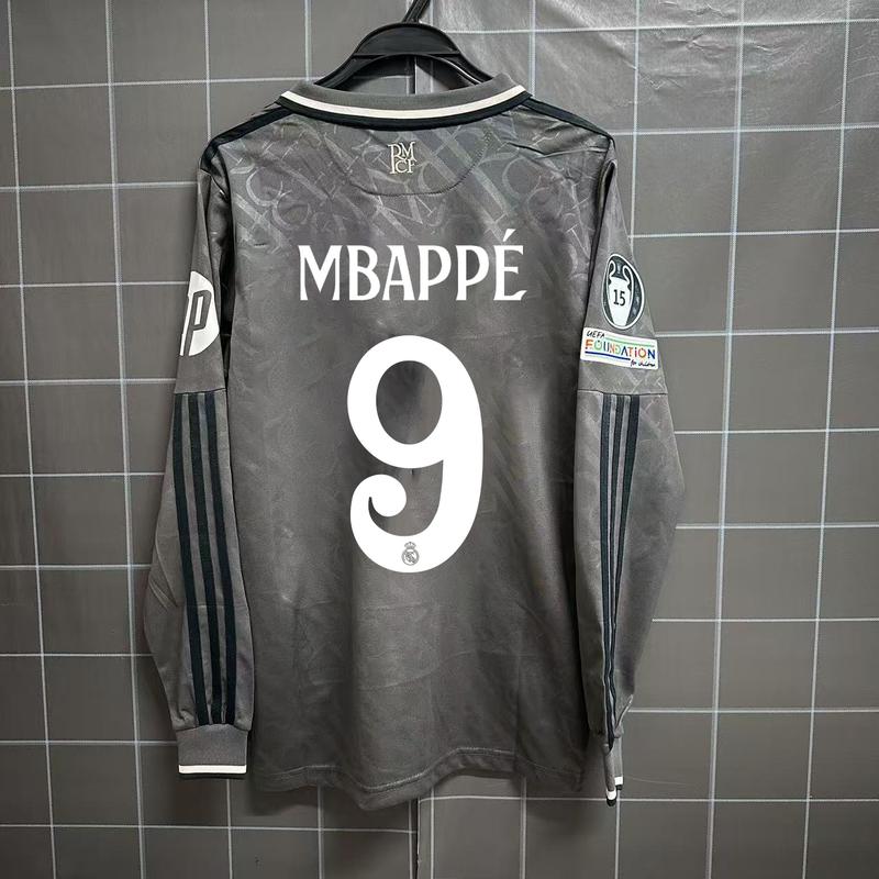 Soccer jersey RM Fan version # 9 Mbappe Long sleeves 24-25 Second away Madrid jersey