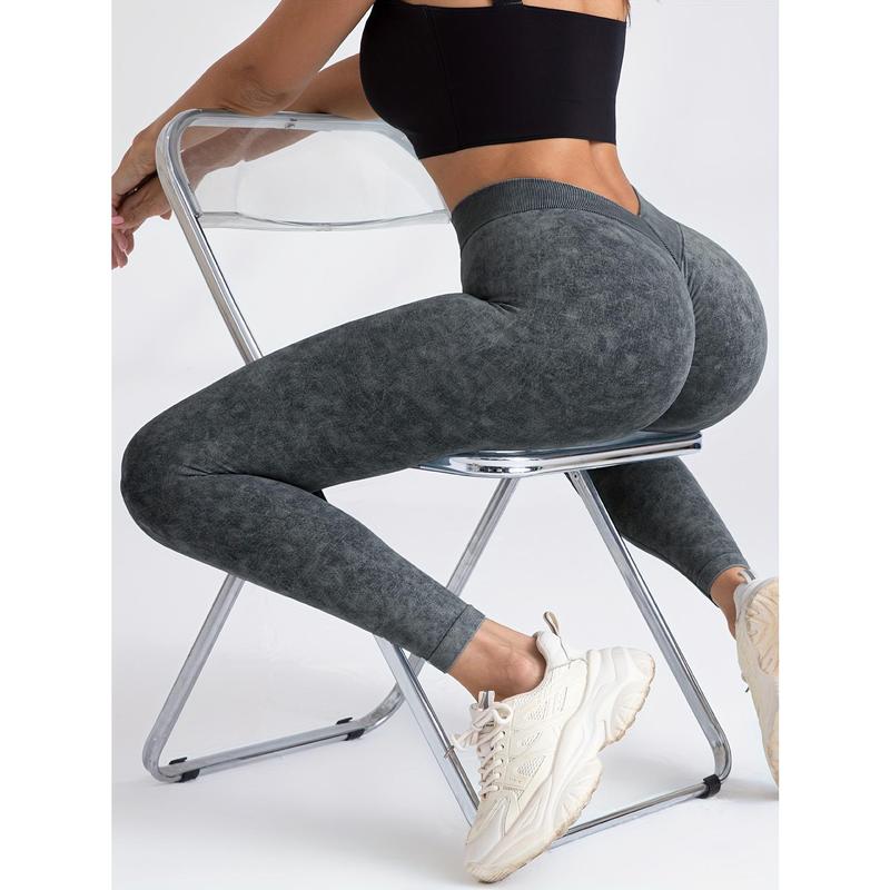 Seamless V-Waist Sports Leggings, Yoga Basic Seamless Back V- Waist Pleated Sports Pants, Scrunch Workout Leggings for Women, V Back Waist Seamless Gym Yoga Leggings