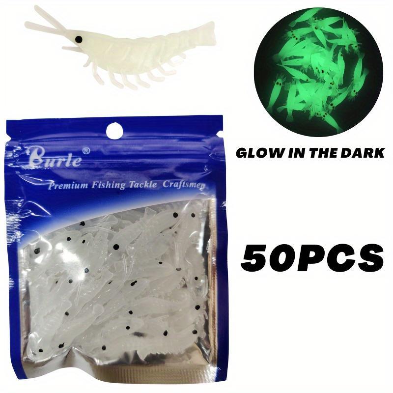 Glow in The Dark Shrimp Lure, 50pcs set Night Fishing Soft Lure, Professional Simulated Fishing Lure, Outdoor Fishing Supplies