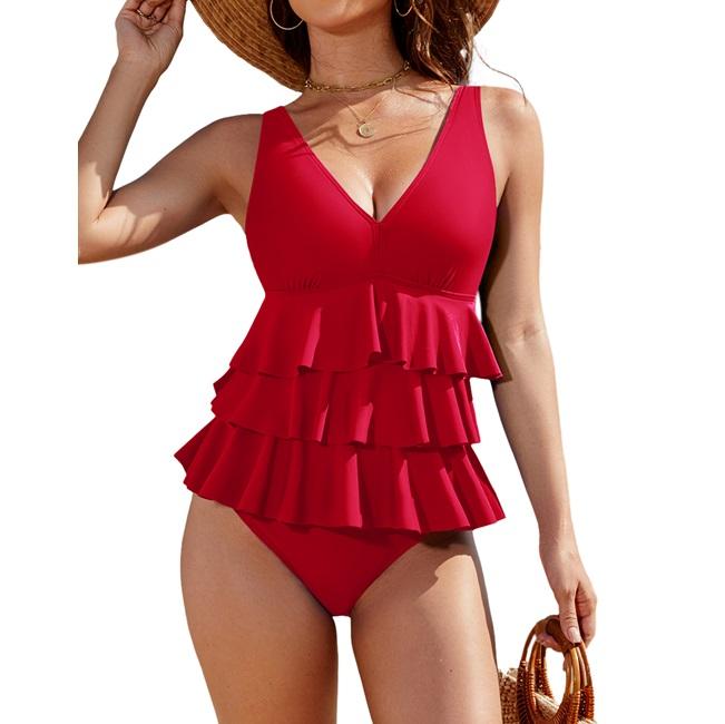 Blooming Jelly Full Coverage Retro Womens Ruffle Tummy Control Modest One Piece  Swimsuit