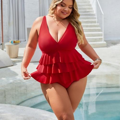 Blooming Jelly Full Coverage Retro Womens Ruffle Tummy Control Modest One Piece  Swimsuit