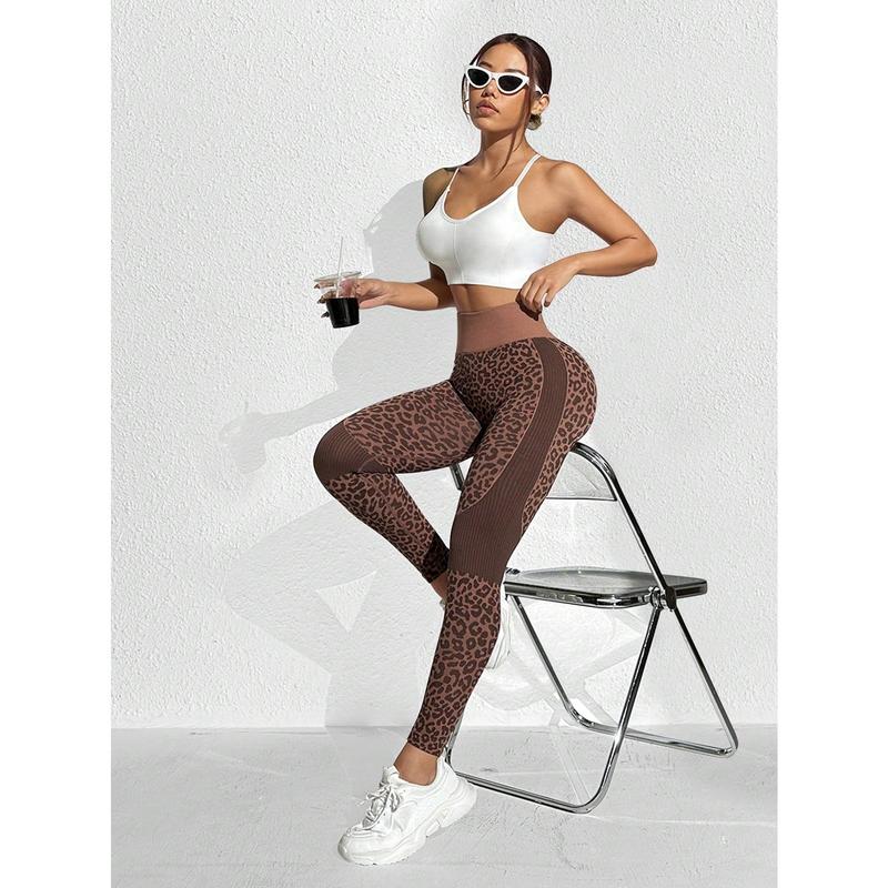 Sport Studio Women Leopard Print Simple Sport Leggings