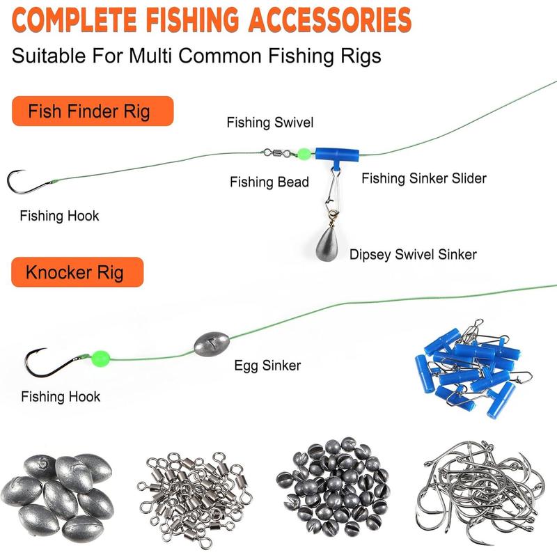 PLUSIO 253pcs Fishing Accessories Kit, Fishing Tackle Box with Tackle Included, Fishing Hooks, Fishing Weights Sinkers, Spinner Blade, Fishing Gear for Bass, Bluegill, Crappie, Fishing