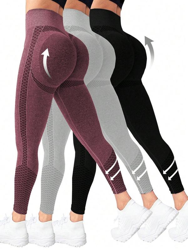 Women's Solid High Waist Sports Leggings, Breathable Comfortable Skinny Pants, High Stretch Yoga Leggings, Ladies Sportswear for Indoor Outdoor Wear