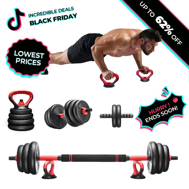 RELIFE REBUILD YOUR LIFE 6 in 1 Adjustable Dumbbell Set Free Weight Set Barbell Kettlebells Dumbbells for Home Gym Suitable Men Women Workout Fitness