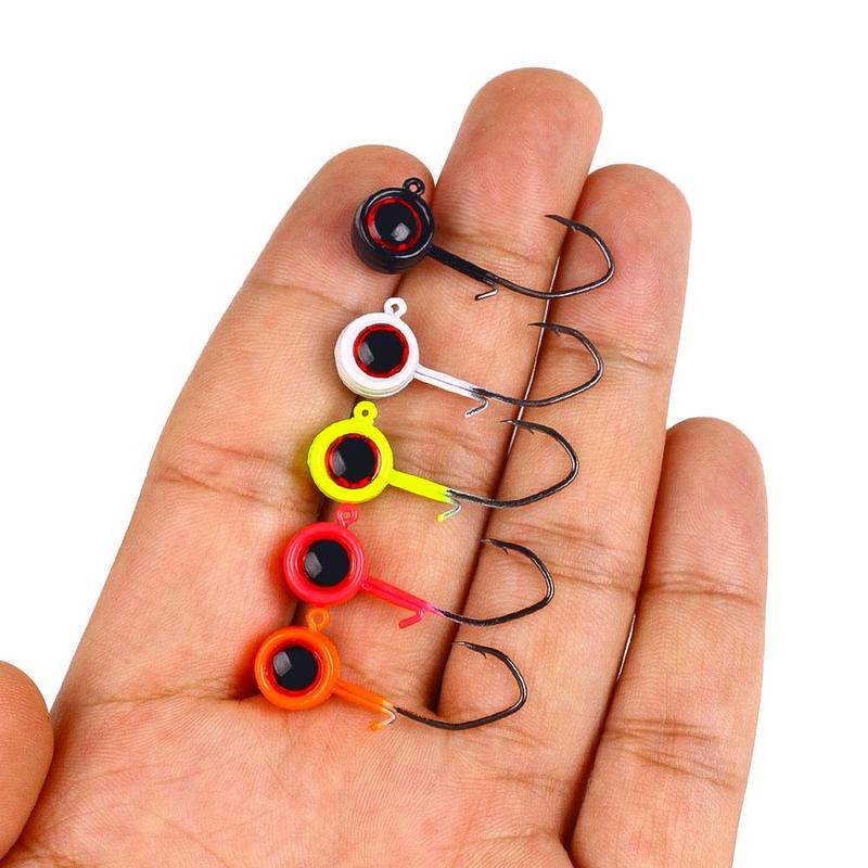 Fish Eye Design Jig Heads (75pcs), Mixed Size Soft Lures Bait Hooks for Freshwater and Saltwater Fishing, Outdoor Fishing Accessories