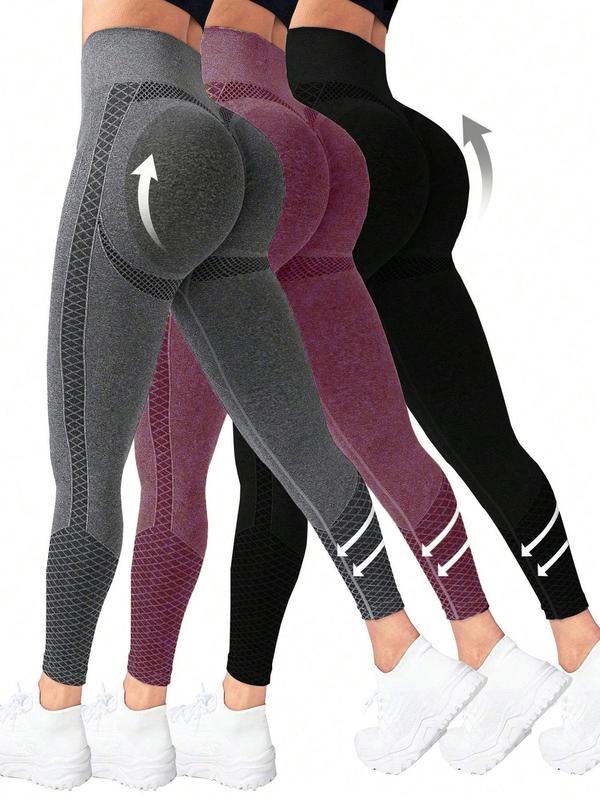 Women's Solid High Waist Sports Leggings, Breathable Comfortable Skinny Pants, High Stretch Yoga Leggings, Ladies Sportswear for Indoor Outdoor Wear