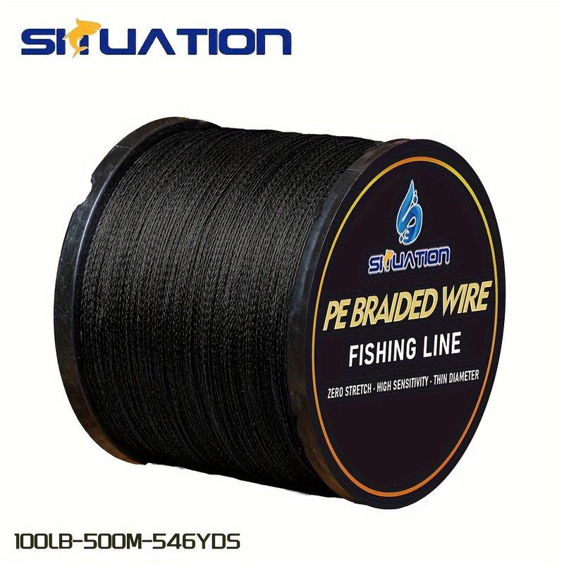 Water situation 300M 328YDS 500M 546YDS super strong fishing line, 4-strand multi wire PE wear-resistant braided line, 12 25 40 60 80 100 LB smooth long casting 100% Pe black braided fishing line incredible super line zero stretchfishing line