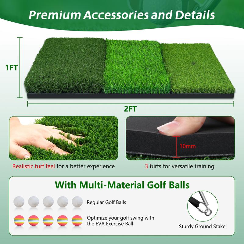 Complete Golf Practice Set: Cobito 10x7ft Golf Net with Tri-Turf Mat, Balls, Tee & Carry Bag - Ideal for Backyard or Indoor Outdoor Swings - Perfect Gift for Golf Enthusiasts