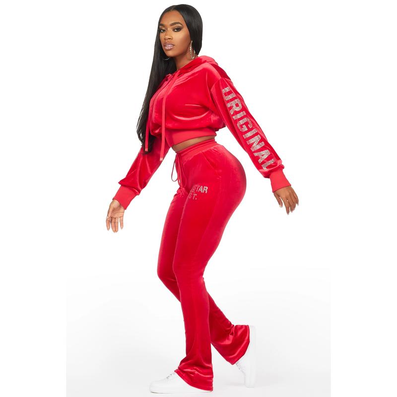 Shakura Red Stacked Velour Trackset