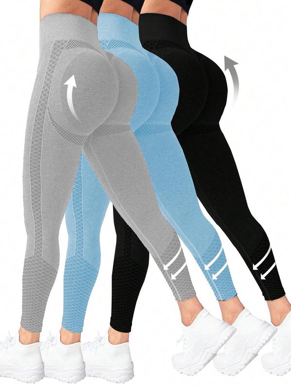 Women's Solid High Waist Sports Leggings, Breathable Comfortable Skinny Pants, High Stretch Yoga Leggings, Ladies Sportswear for Indoor Outdoor Wear