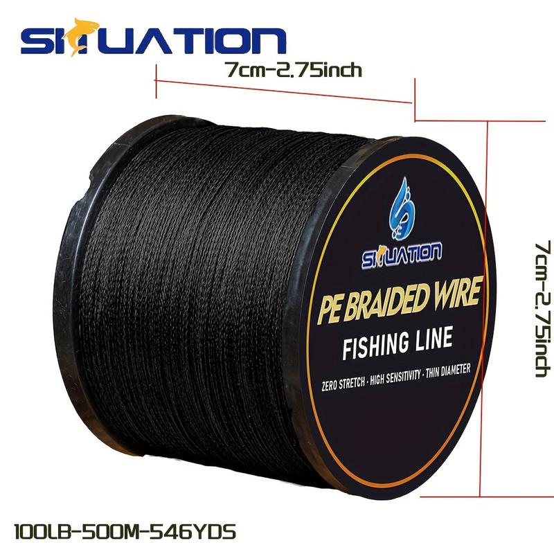 Water situation 300M 328YDS 500M 546YDS super strong fishing line, 4-strand multi wire PE wear-resistant braided line, 12 25 40 60 80 100 LB smooth long casting 100% Pe black braided fishing line incredible super line zero stretchfishing line